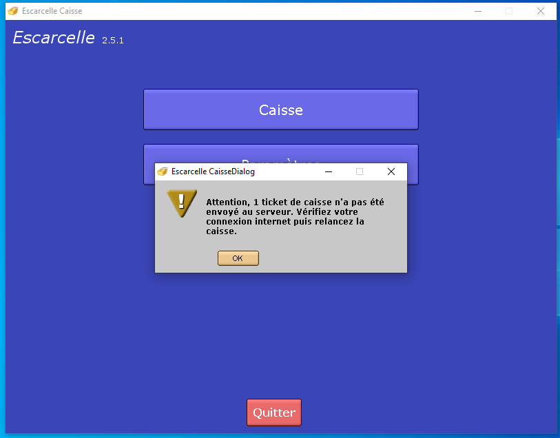 message d&rsquo;alerte avant de quitter la caisse