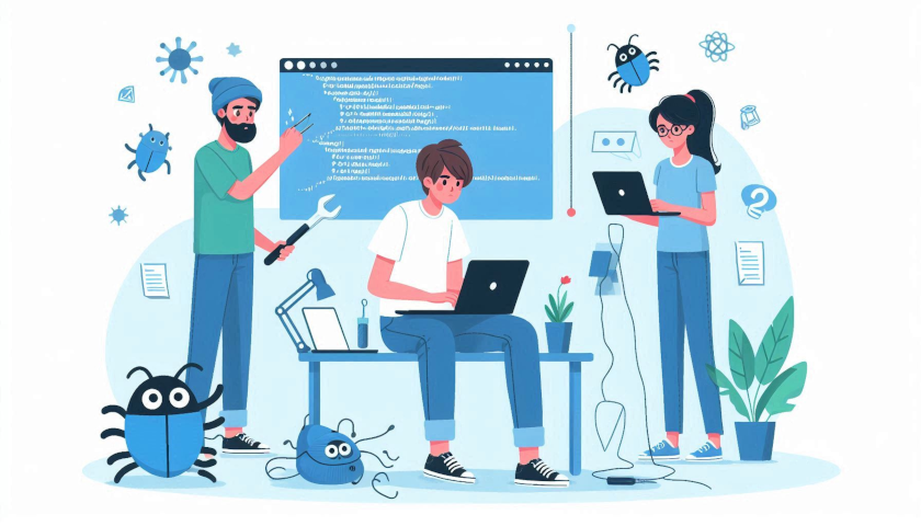 Illustration de codeurs qui réparent des anomalies