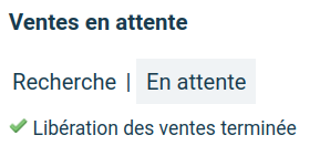 Libération des ventes terminée