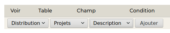 Exemple d'une requête avec le champ description du projet sélectionné